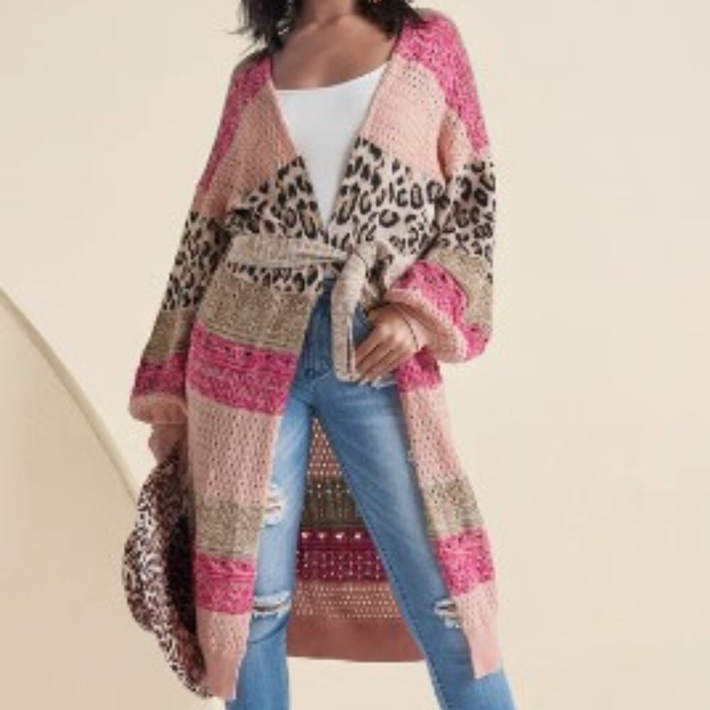 (LAST ONE)🎉Mixed Print Long Cardigan Sweater NWT